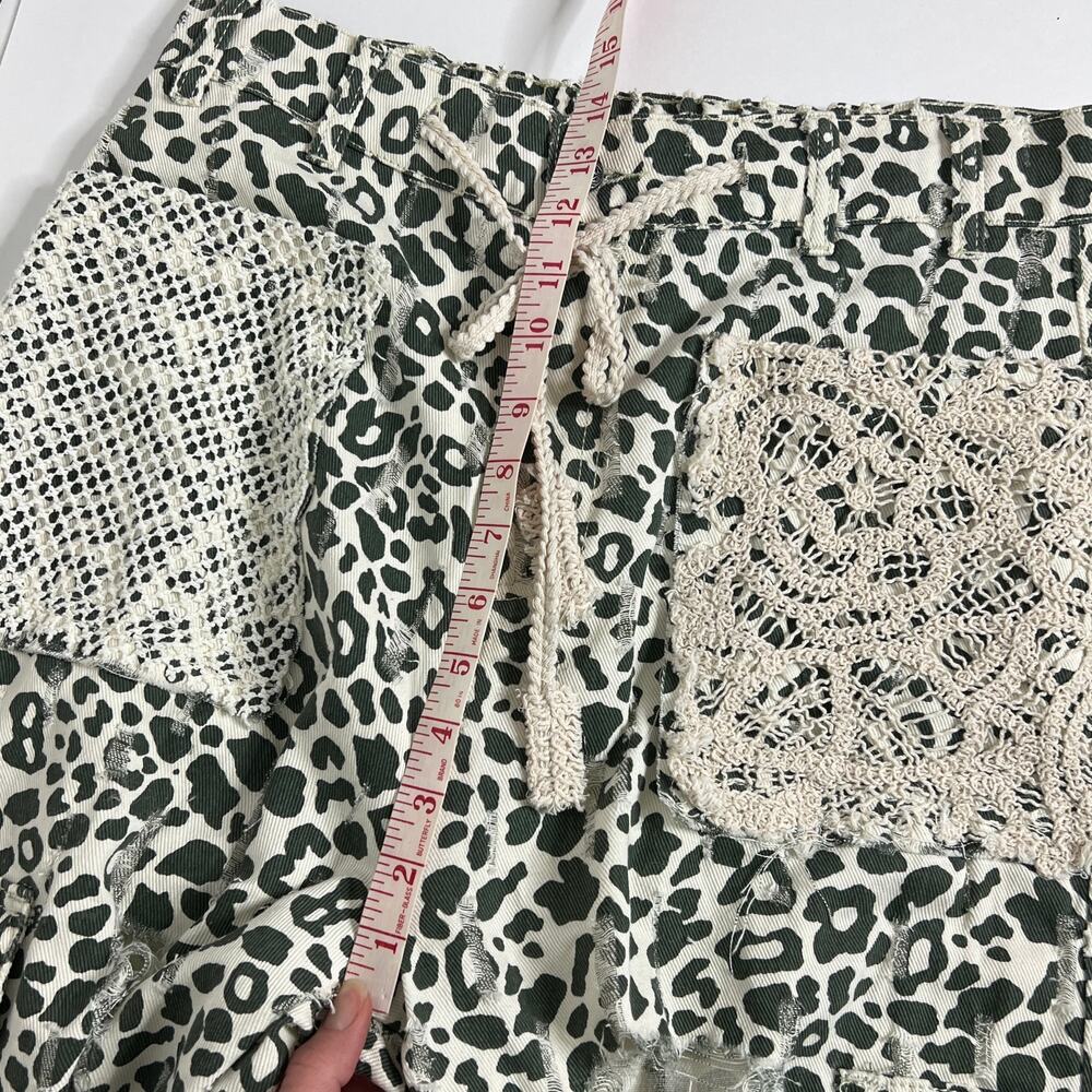 POL Leopard Patchwork Pants Crochet Lace Boho Cot… - image 8
